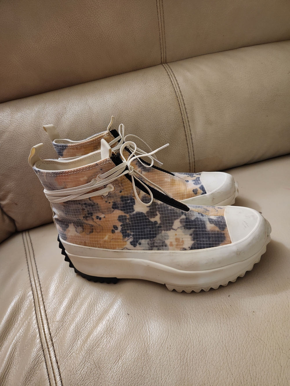 Converse Beige, Blue & White High-Top Platform Ankle Boots
